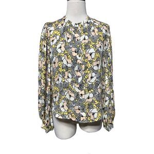 Veronica Beard Silk Floral Button Up Blouse Size 2